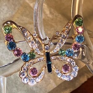 Vintage Multicolor stone Butterfly Brooch